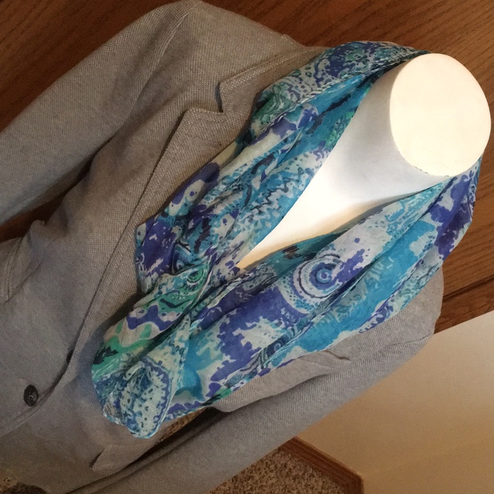 Teal and blues infinity scarf